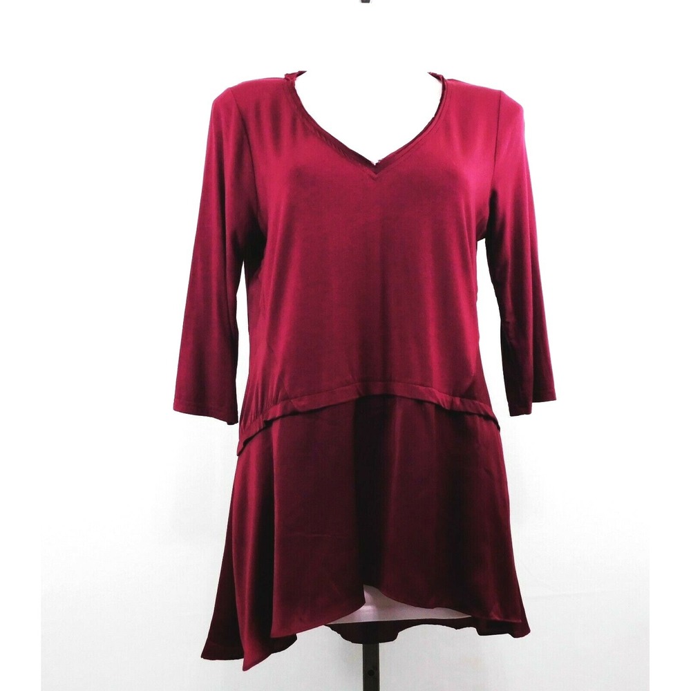 BKE Red Women Shirt,‎ Size Medium, burgundy, rayon, spandex